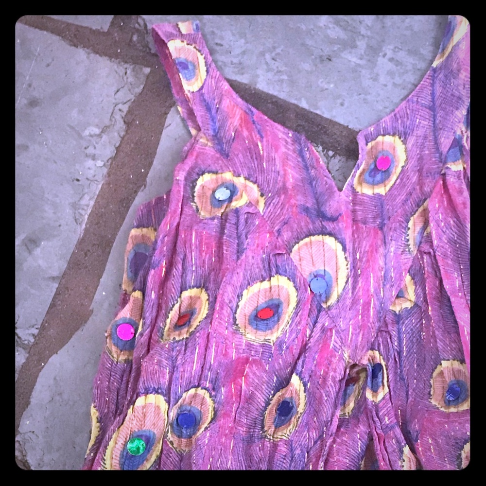 Unique peacock print dress tank